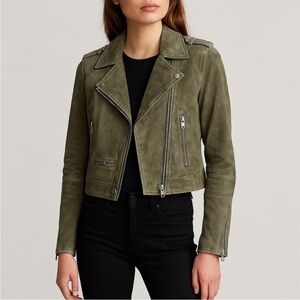 SL8 Dark Olive Leather Moto Jacket